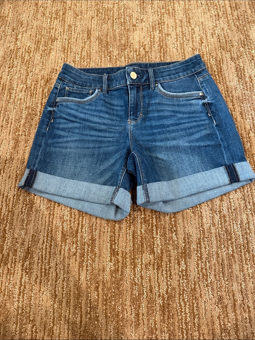White House Black Market Blue Rolled-Hem Denim Shorts